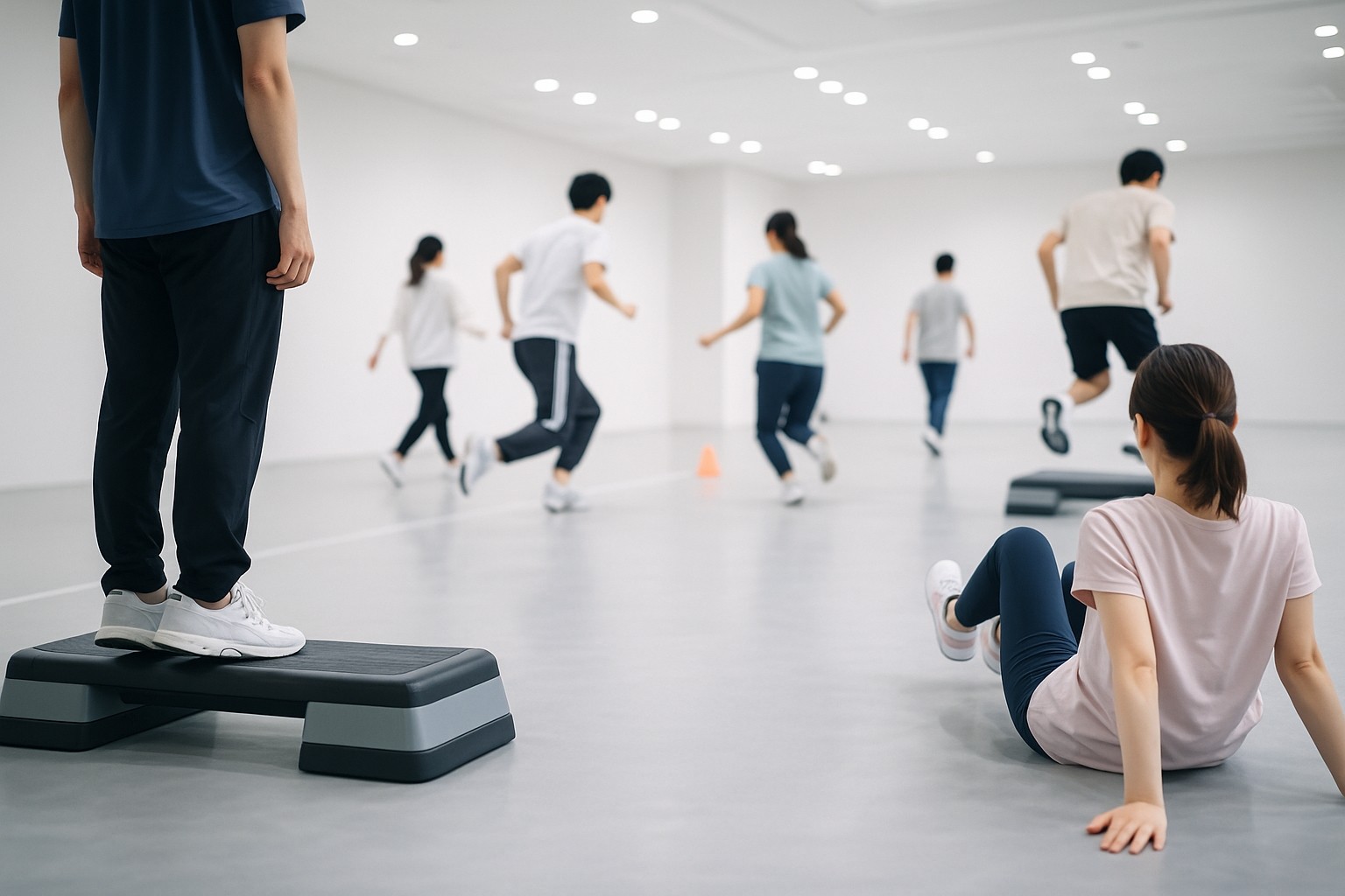 シューズとタオル、ノートなど戦術的フィットネスを連想させる静物