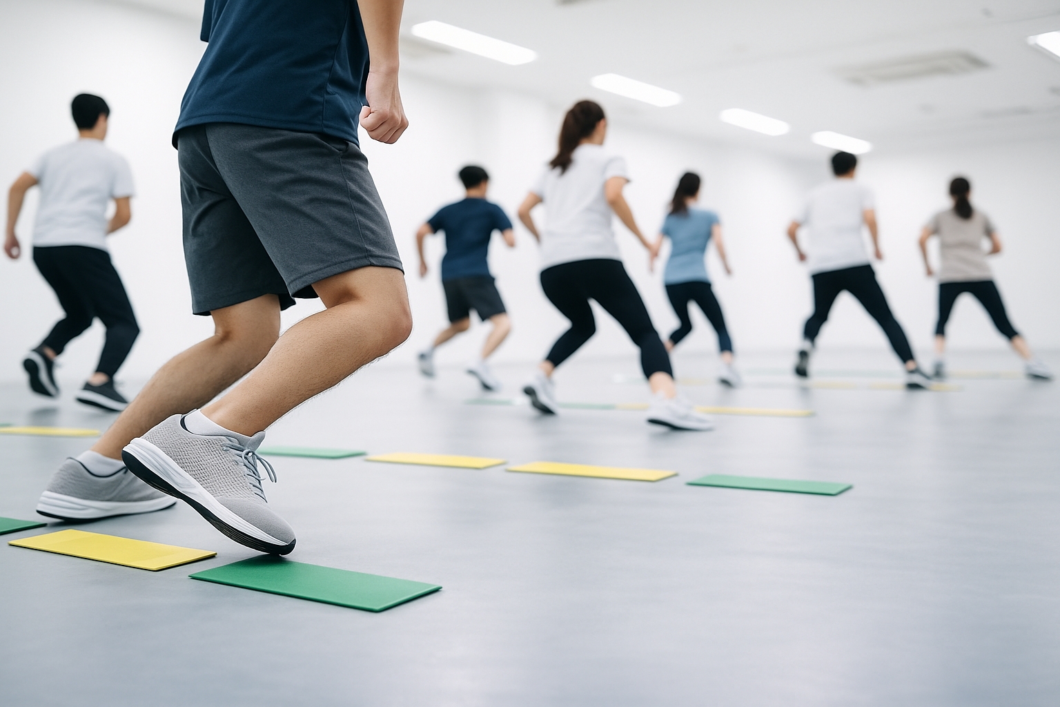 段差や障害物を越えながら移動しているトレーニングの様子